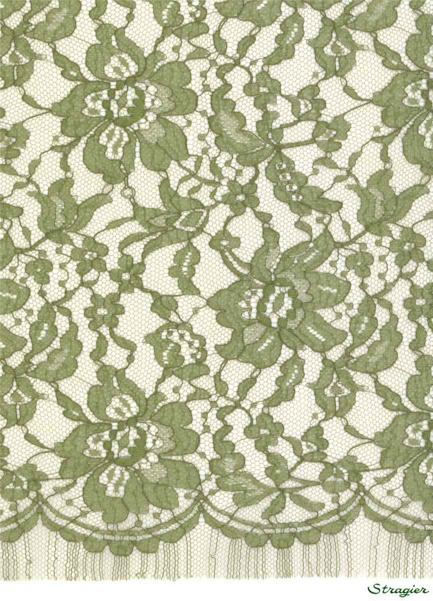 Calais Lace with Lurex Thread - Eleanor - Vert Kaki - 85 cm