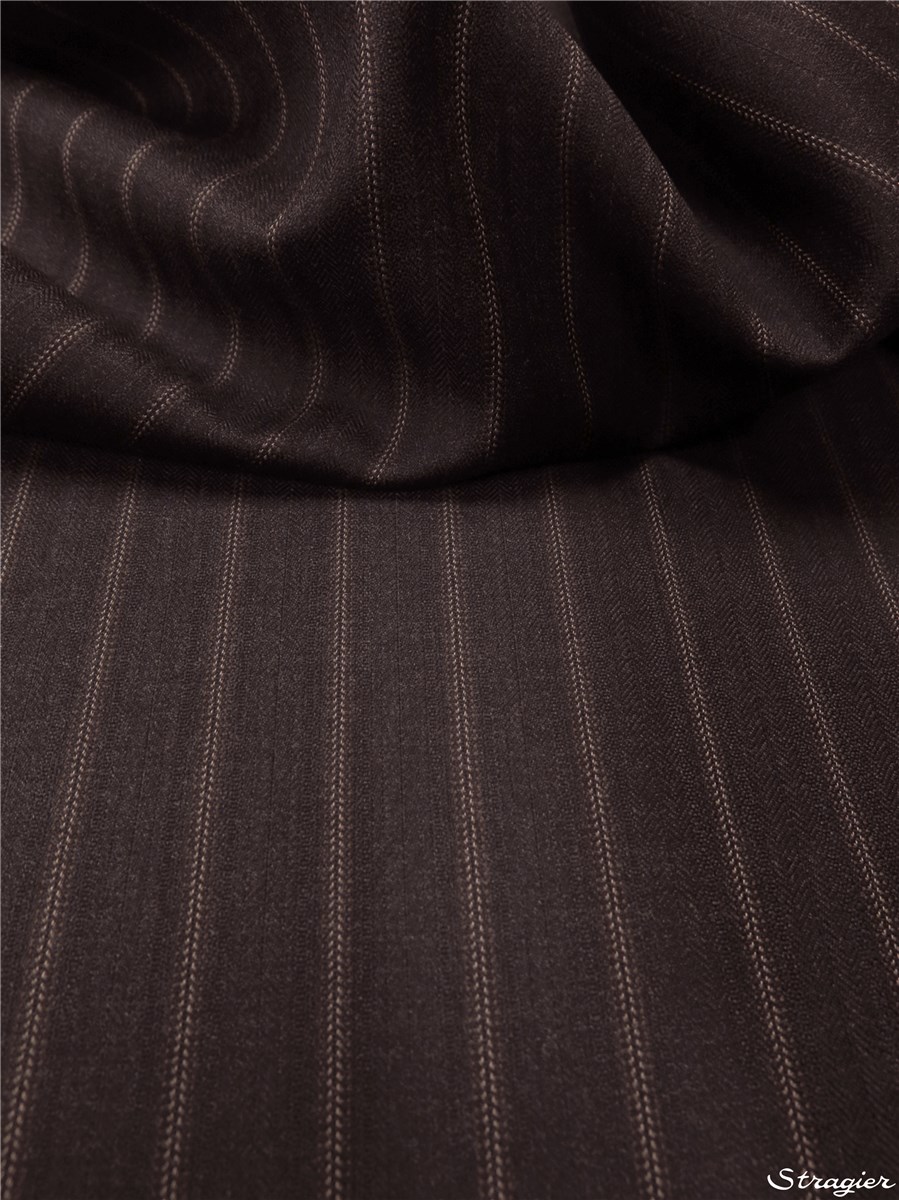 super 120's Wool - Rayures chevronnées - Ocre sur Anthracite