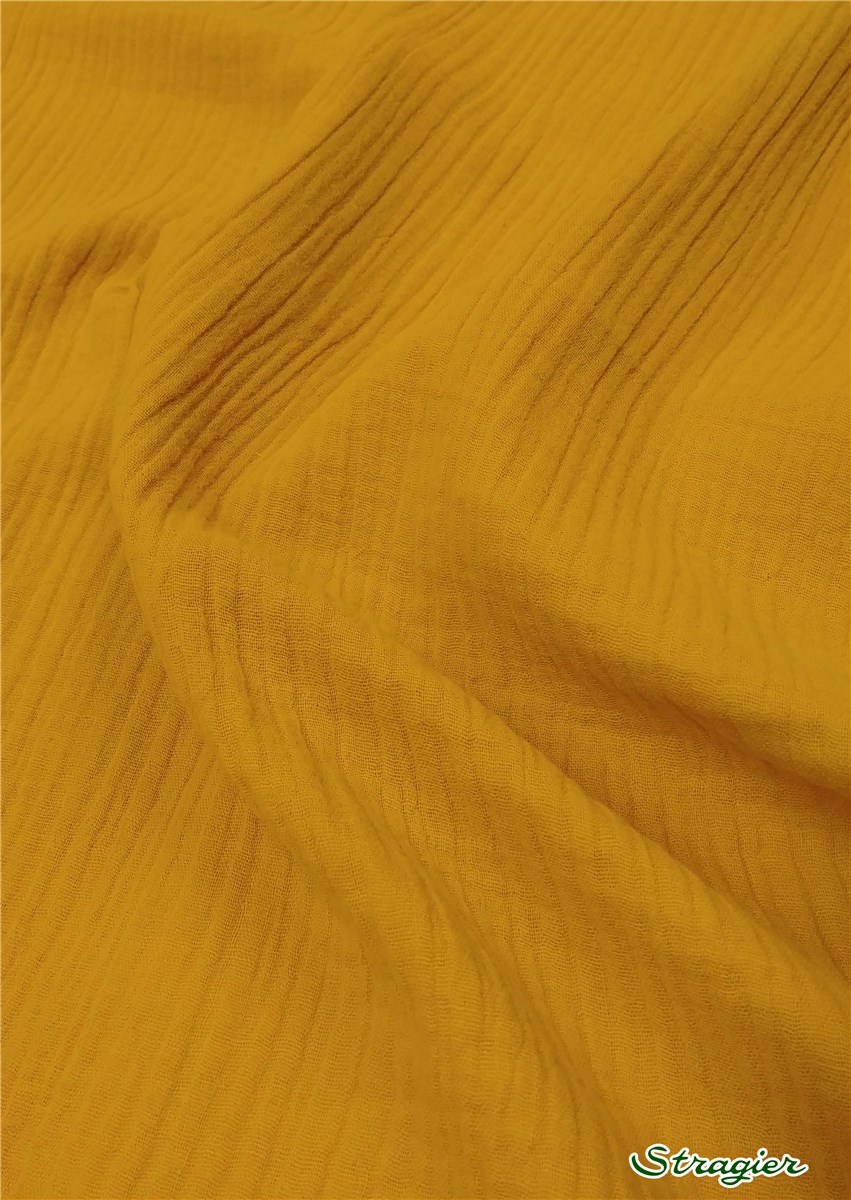 Double Gaze de Coton - Uni - Moutarde
