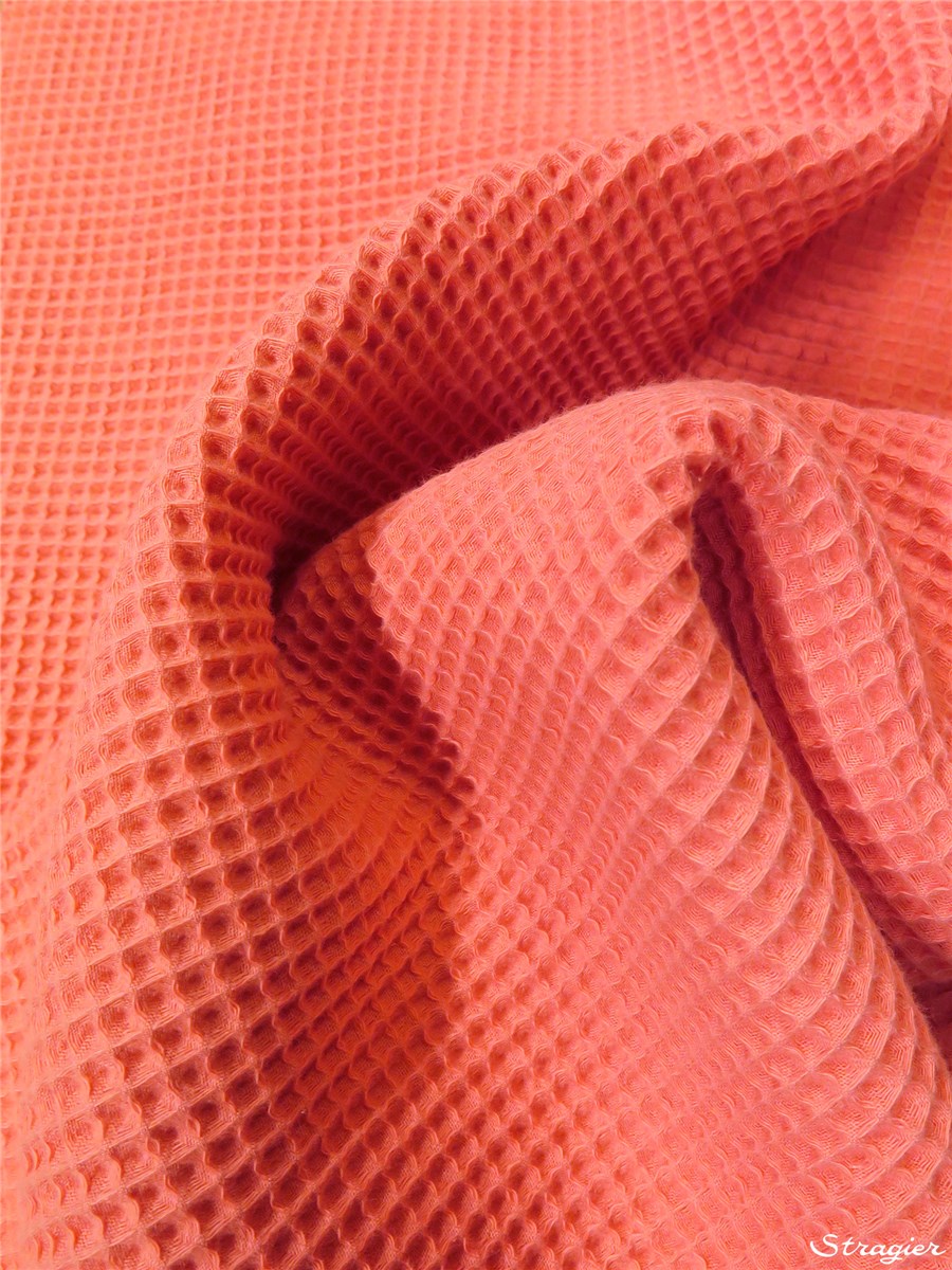 Waffle Piqué - pure Cotton - 6mm - Plain - Rose Corail