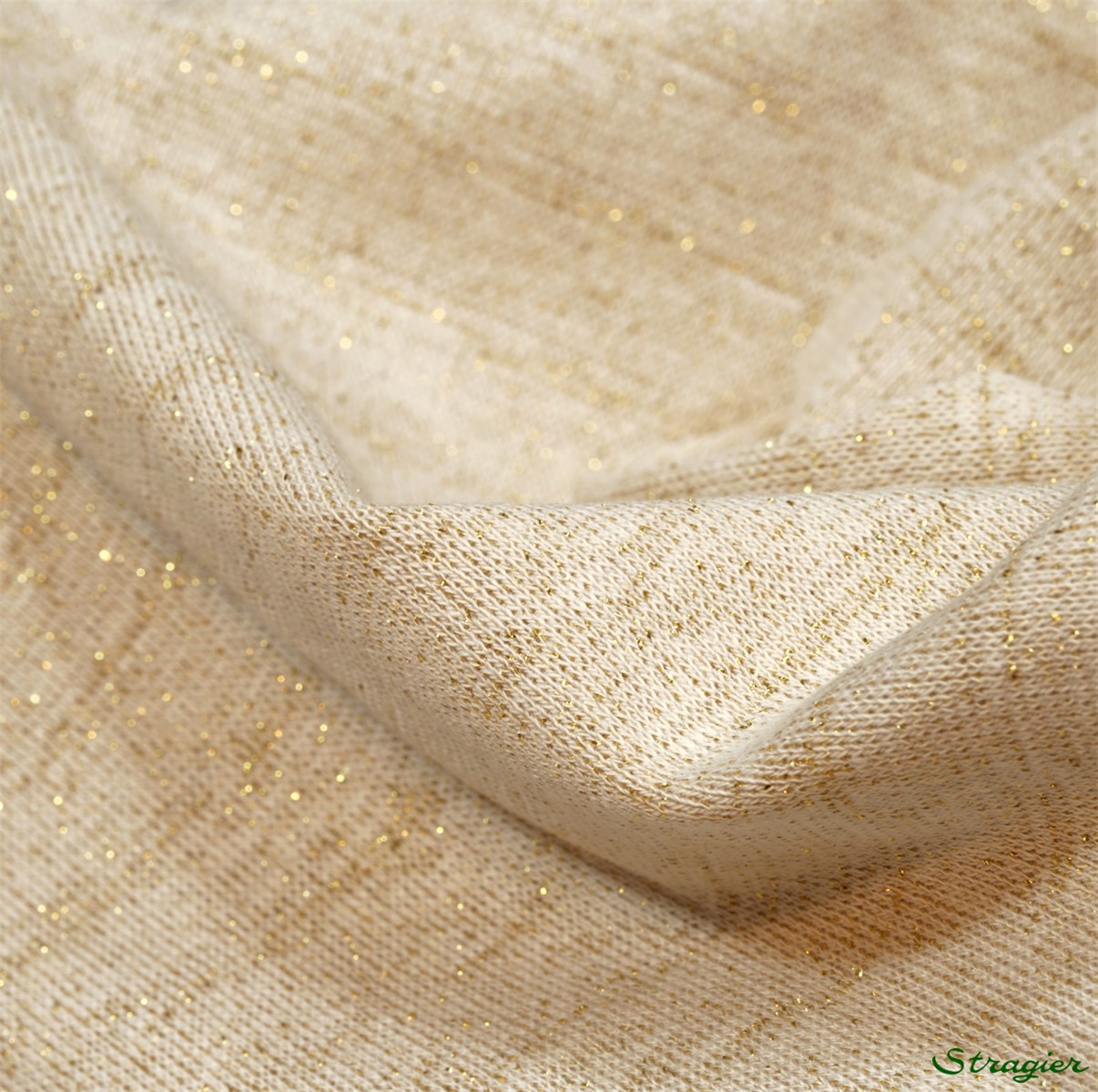 Cotton Knitted Fabric - stretch - Lurex - Plain - Ecru-Or