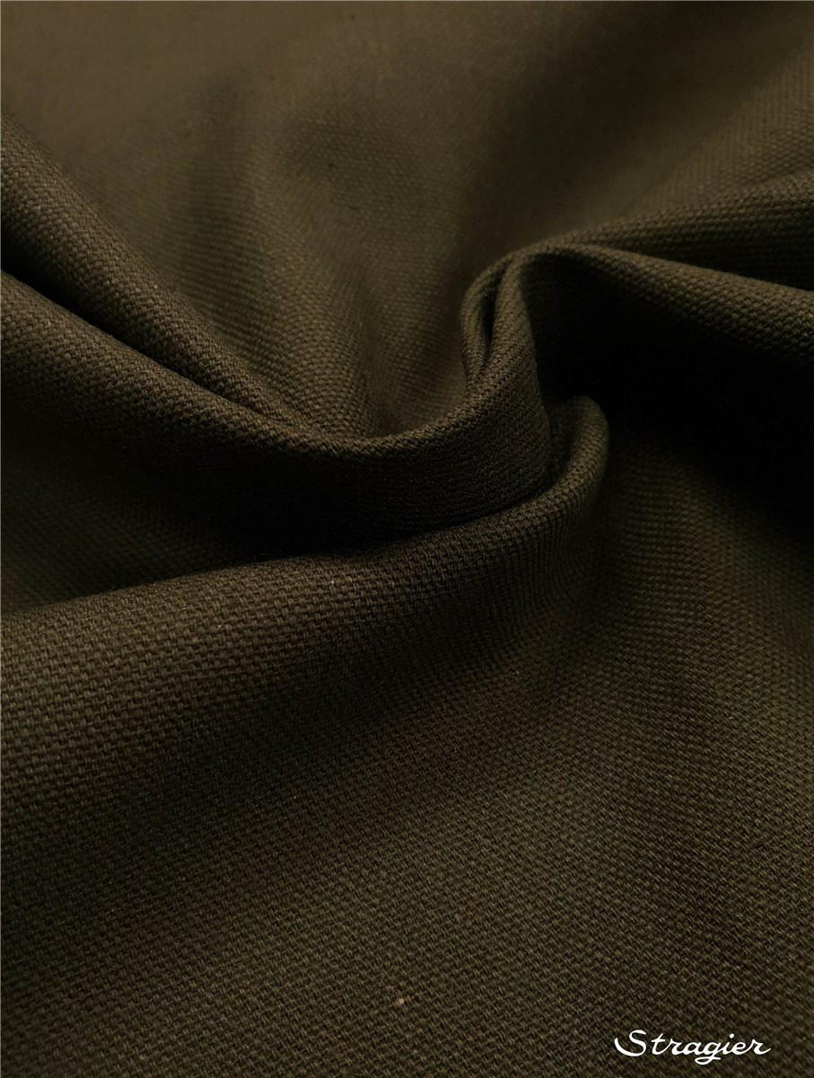Toile lourde pur Coton - uni - Kaki foncé 