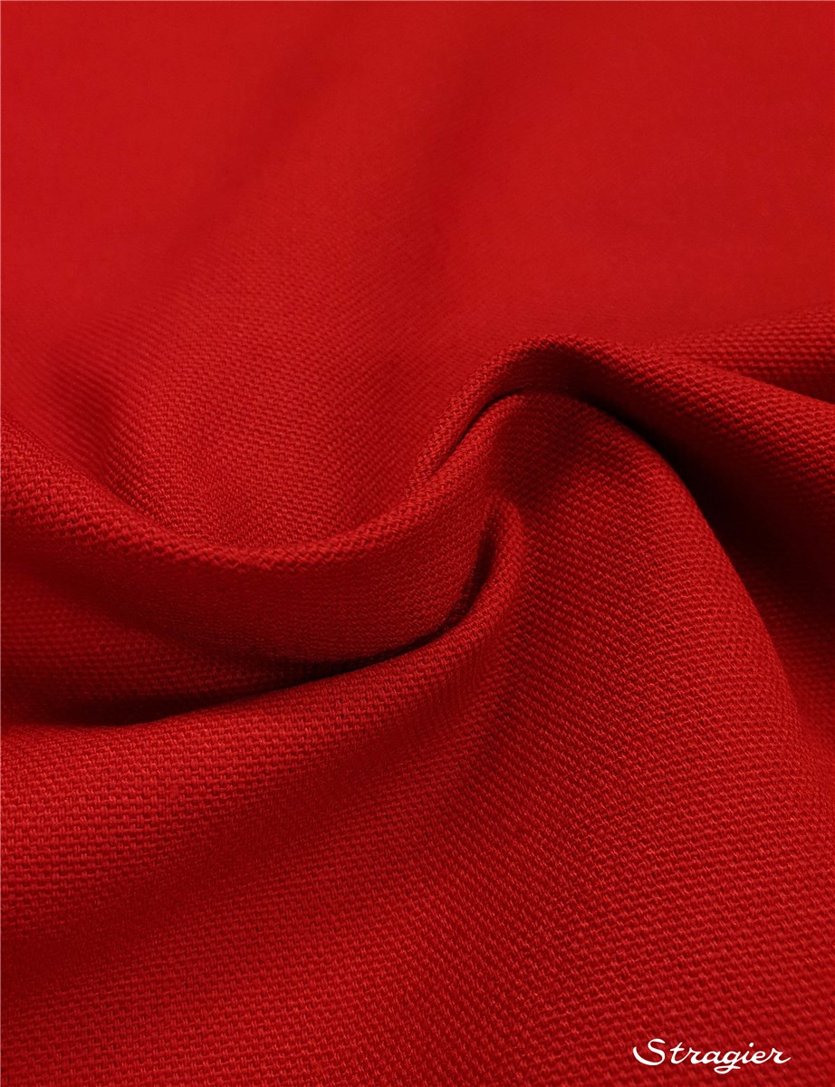 Toile lourde pur Coton - uni - Rouge cerise 