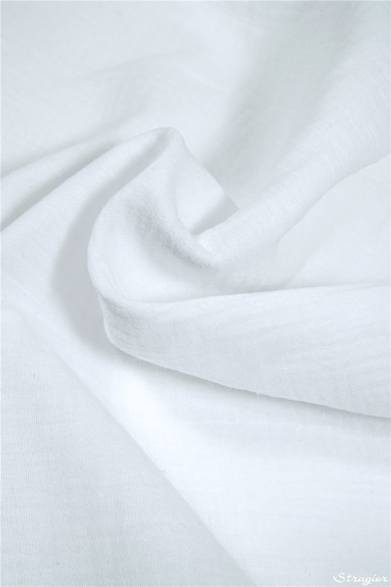Double Gaze de Coton - uni - Blanc