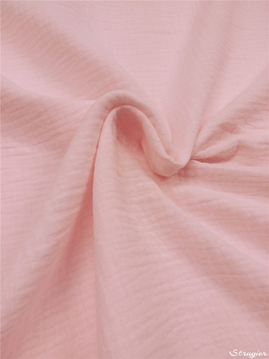 Double Gaze de Coton - uni - Rose Perle