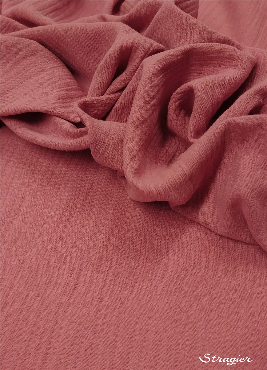 Double Gaze de Coton - uni - Rose des Champs