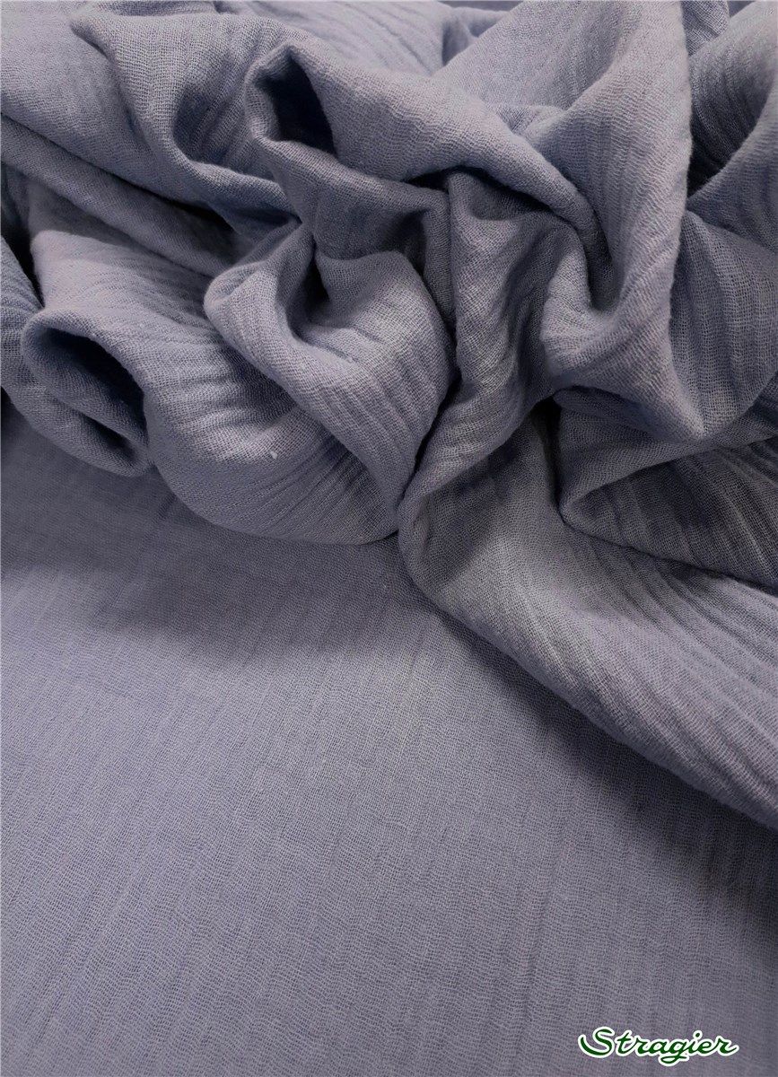 Double Gaze de Coton - uni - Bleu Azur