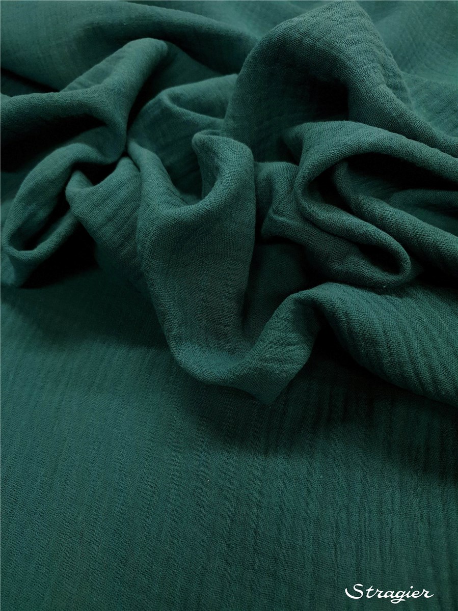 Double Gaze de Coton - uni - Vert Canard