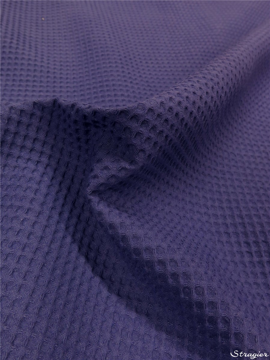 Gaufré Nid d'Abeille pur Coton - 6mm - Uni - Bleu Outremer 