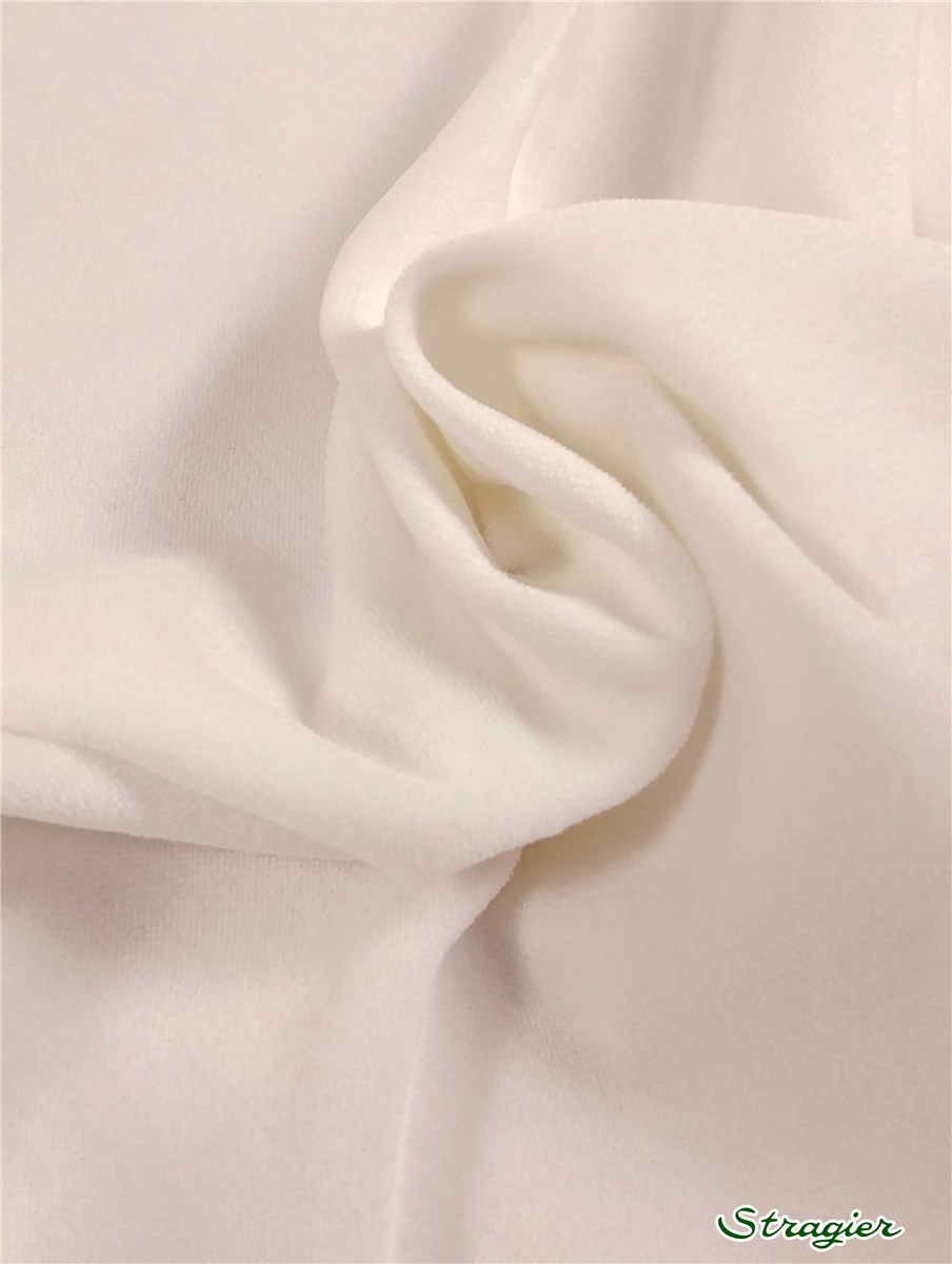 Cotton Velvet - smooth - Plain - Stragier Pale Ivory - 145 cm