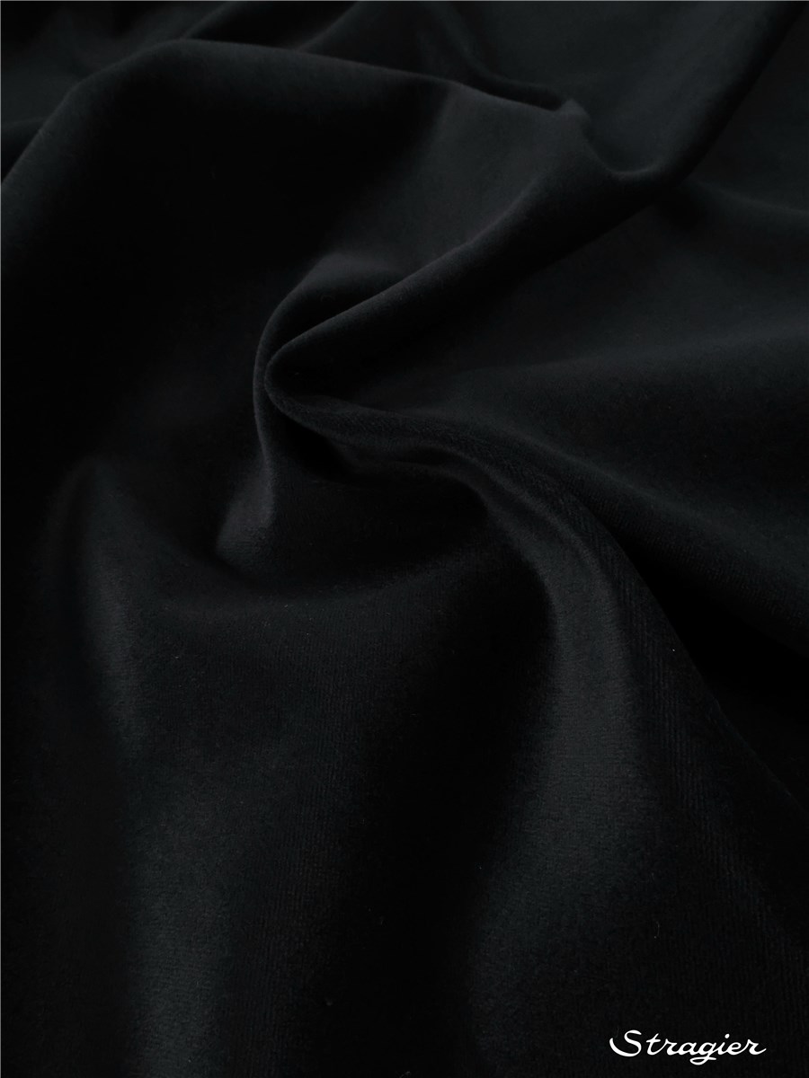 Velours lisse coton - uni - Noir - 145 cm