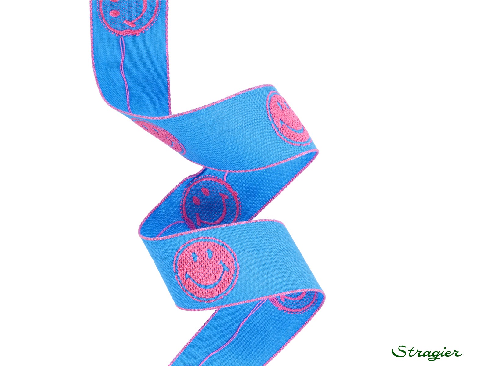 Woven Ribbon - Emoji - Strawberry-Blue - 30 mm