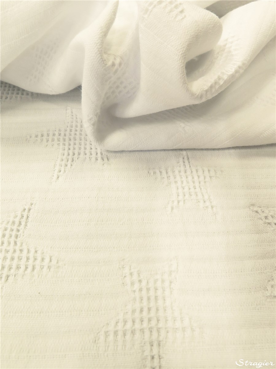 Gaufré pur Coton - Etoiles - Blanc 