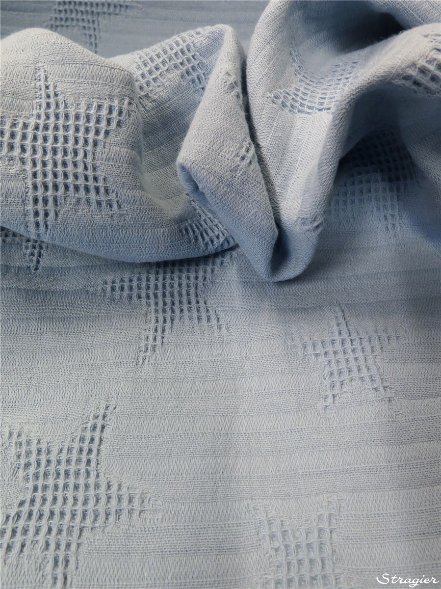 Waffle Piqué - pure Cotton - Etoiles - Bleu cendré