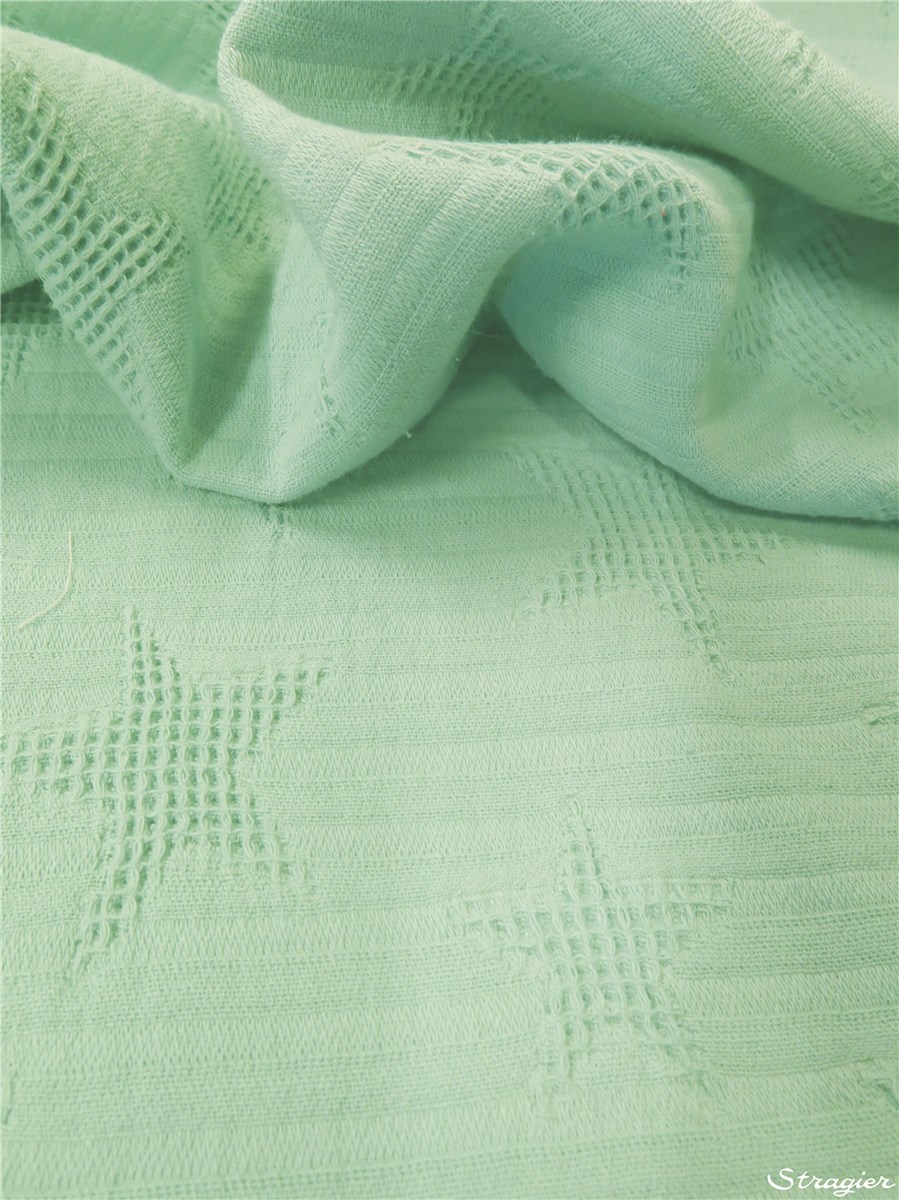 Waffle Piqué - pure Cotton - Etoiles - Celadon