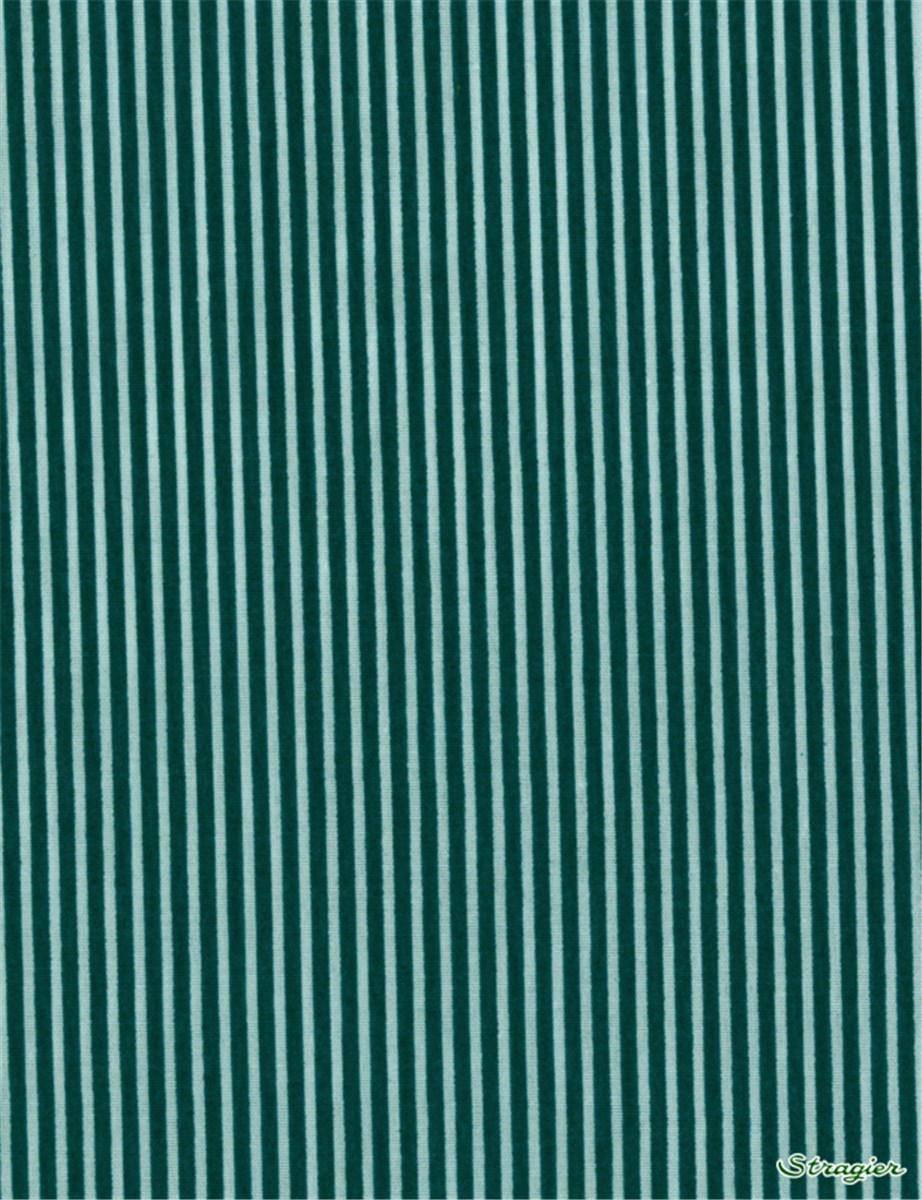 Popeline pur Coton - Rayures 2mm - Vert Canard 