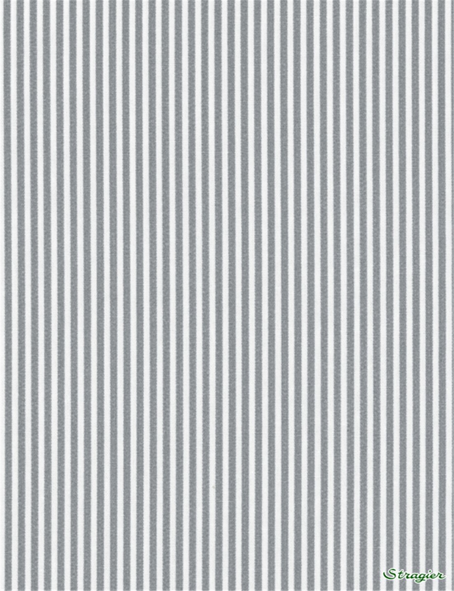 Popeline pur Coton - Rayures 2mm - Gris Acier 
