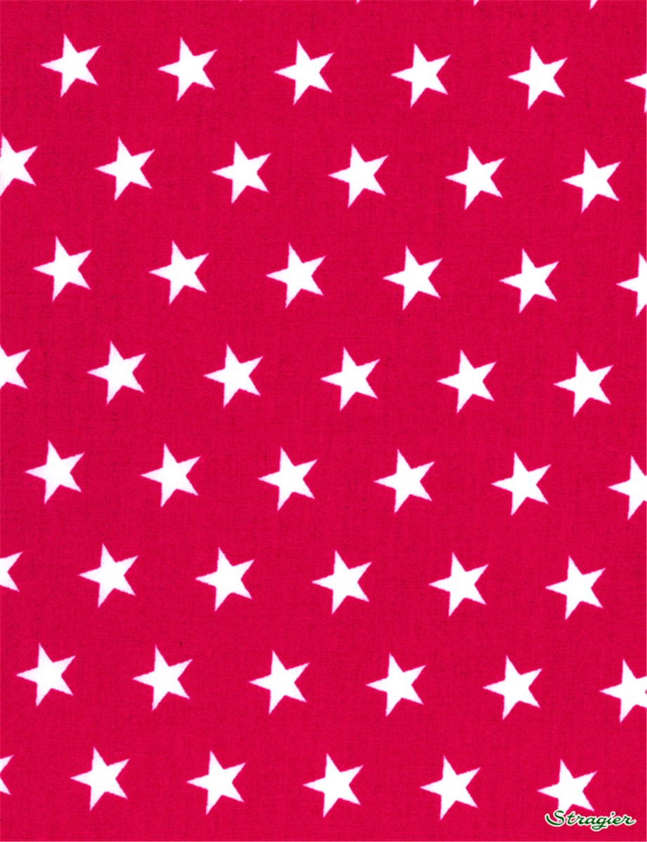 Popeline pur Coton - Etoiles - Fuchsia 