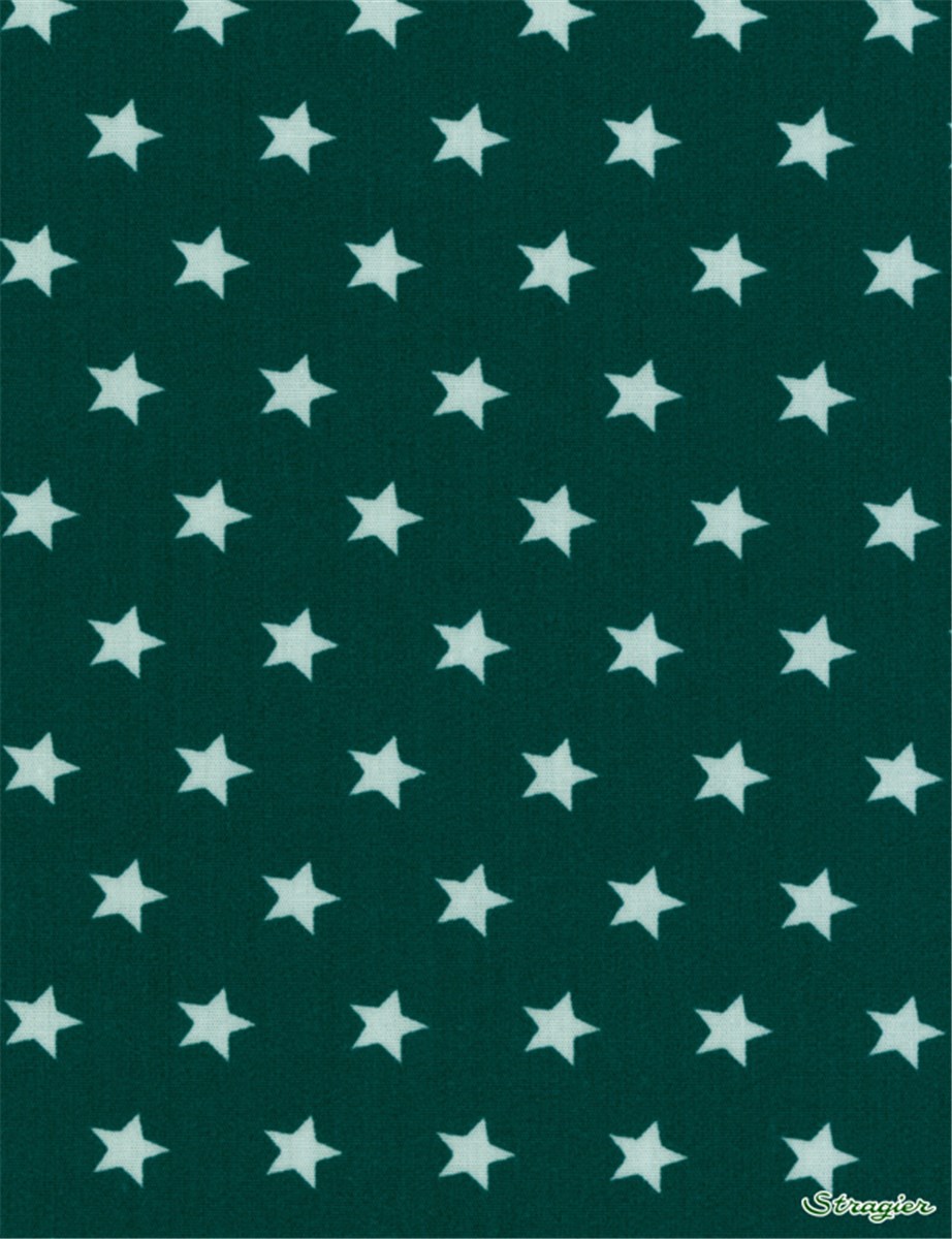 Popeline pur Coton - Etoiles - Vert Canard 