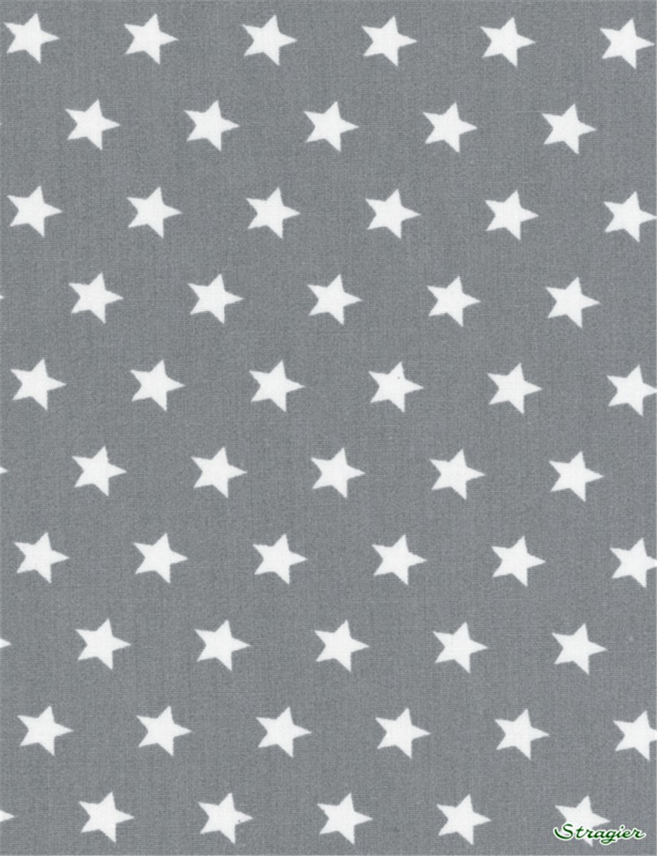 Popeline pur Coton - Etoiles - Gris Acier 
