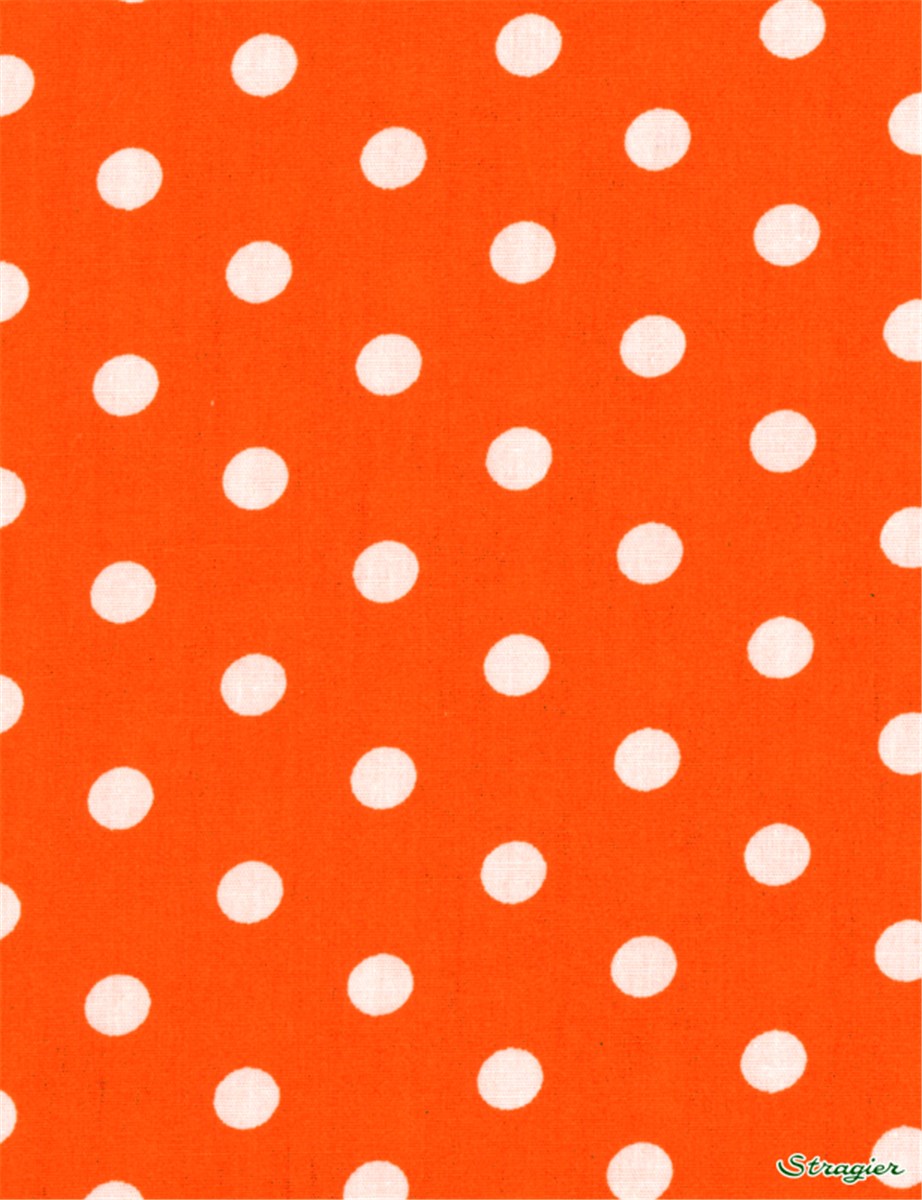 Popeline pur Coton - Pois 7mm - Orange 
