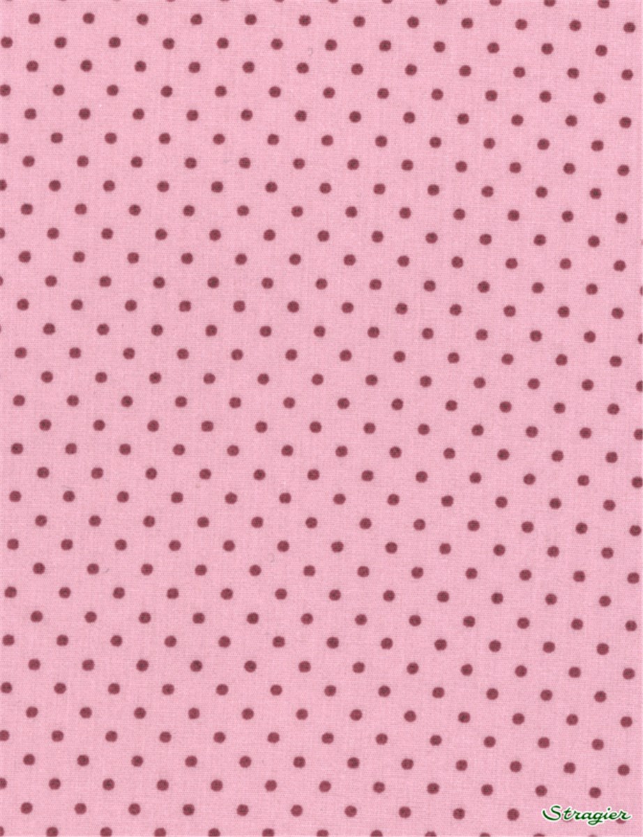 Pure Cotton Poplin - Pois 1,5mm - Framboise sur Rose Thé