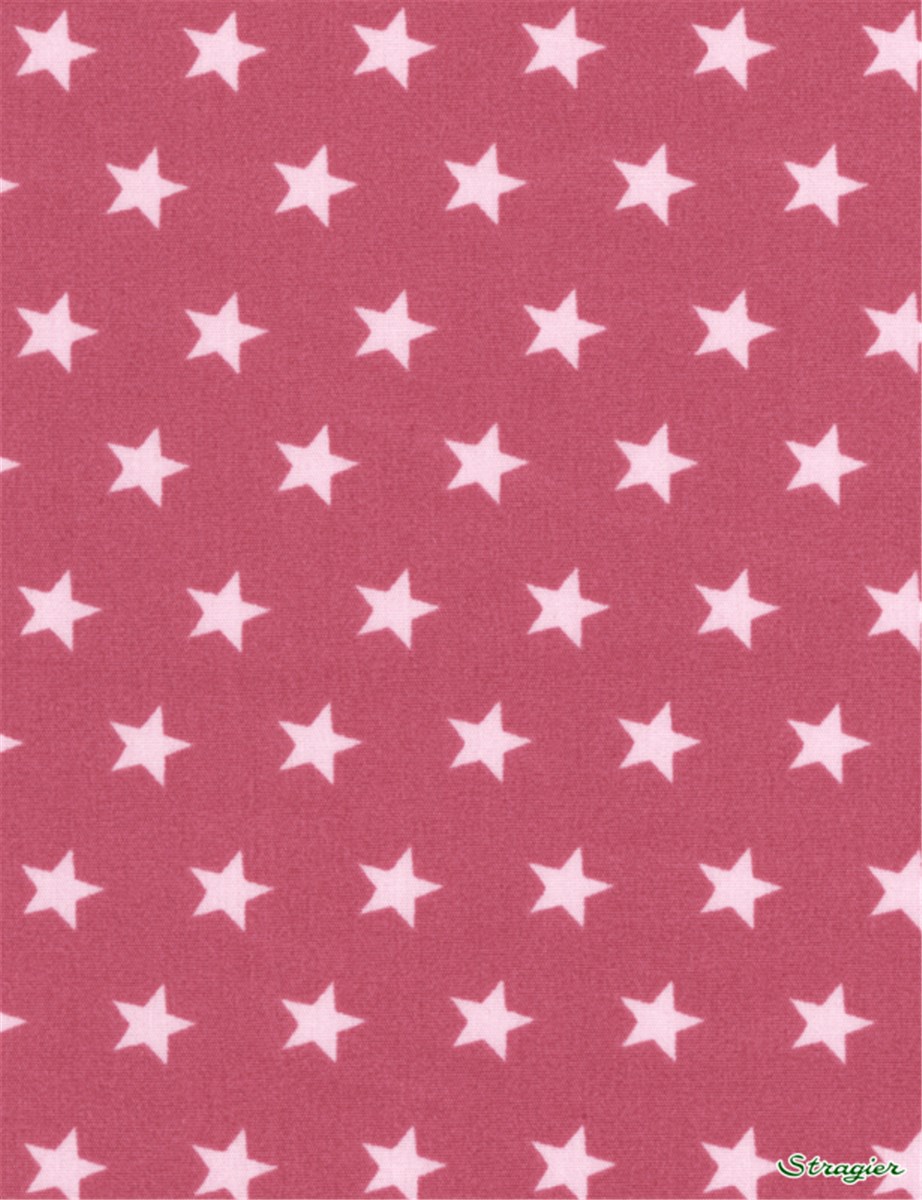 Pure Cotton Poplin - Etoiles - Rose Thé sur Framboise