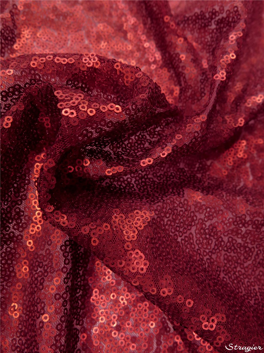 Mini Embroidered Sequins - Plain - Burgundy