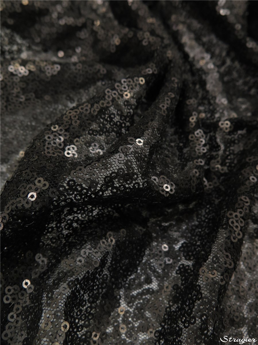Mini Paillettes brodées - uni - Noir 