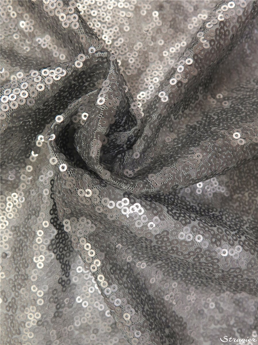 Mini Paillettes brodées - uni - Argent taupé 