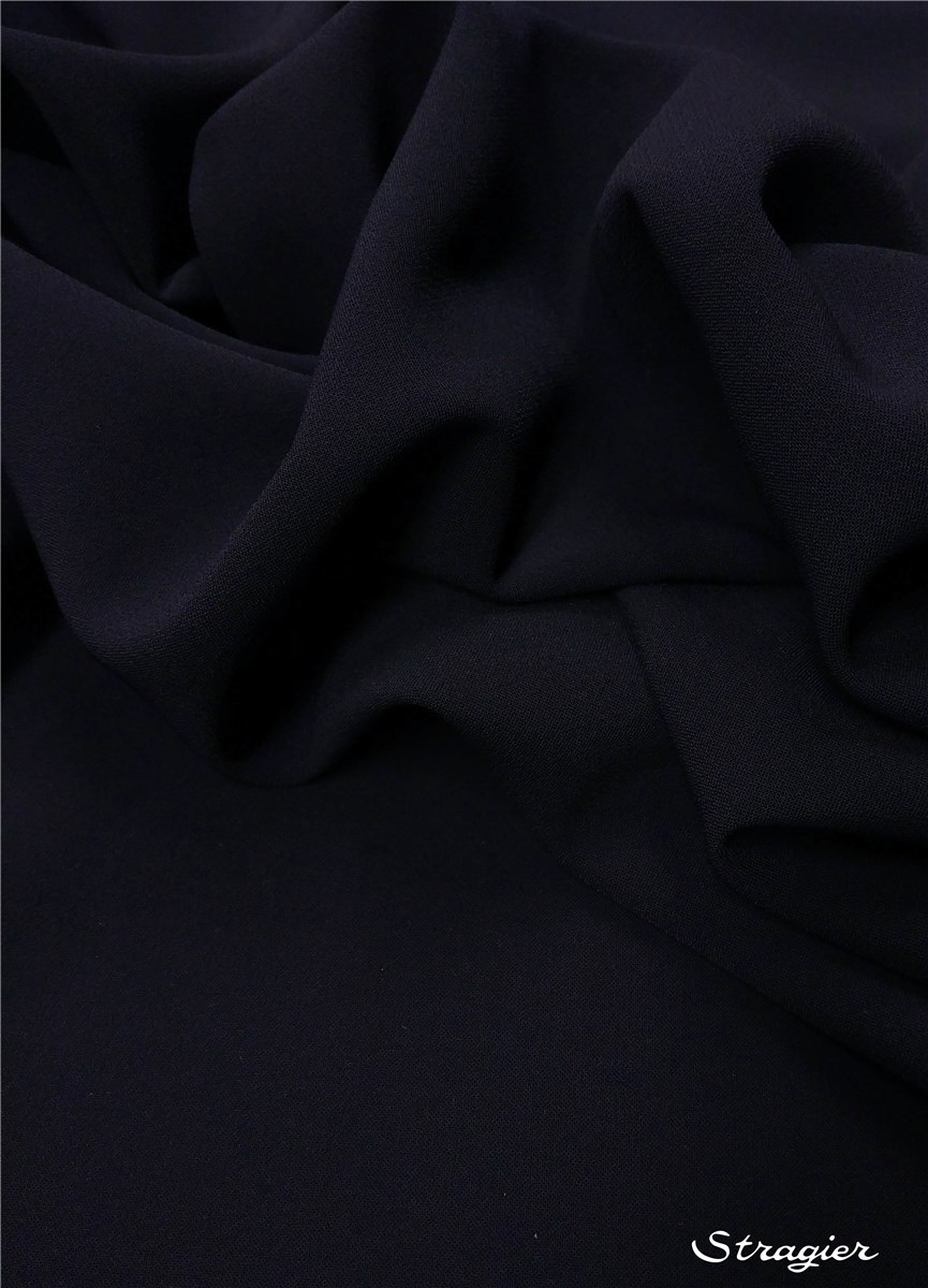 Crêpe lourd infroissable stretch - uni - Marine foncé
