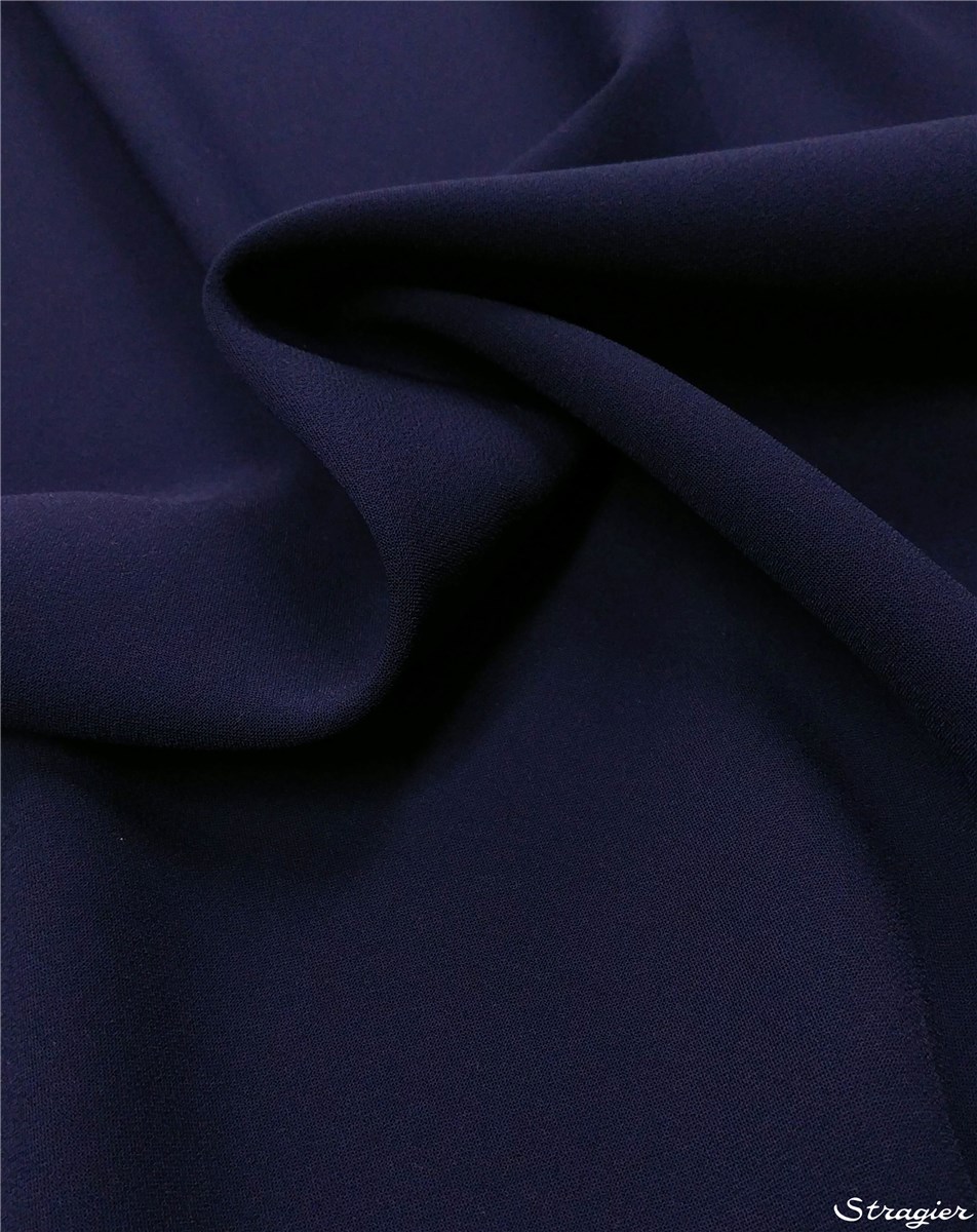 Crepe - stretch - heavy - crease-free - Plain - Marine