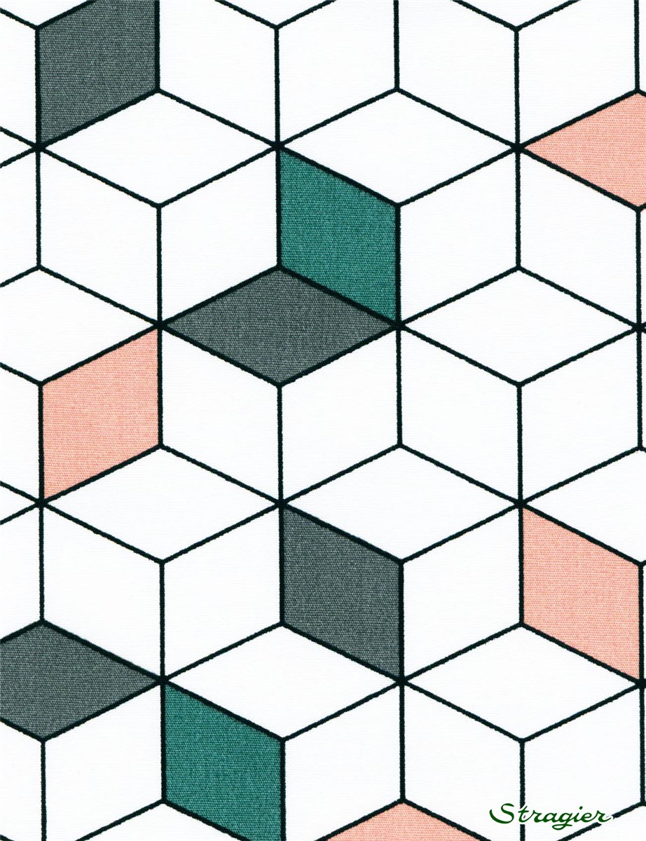 Popeline pur Coton - Cubic - Blush and Reseda 