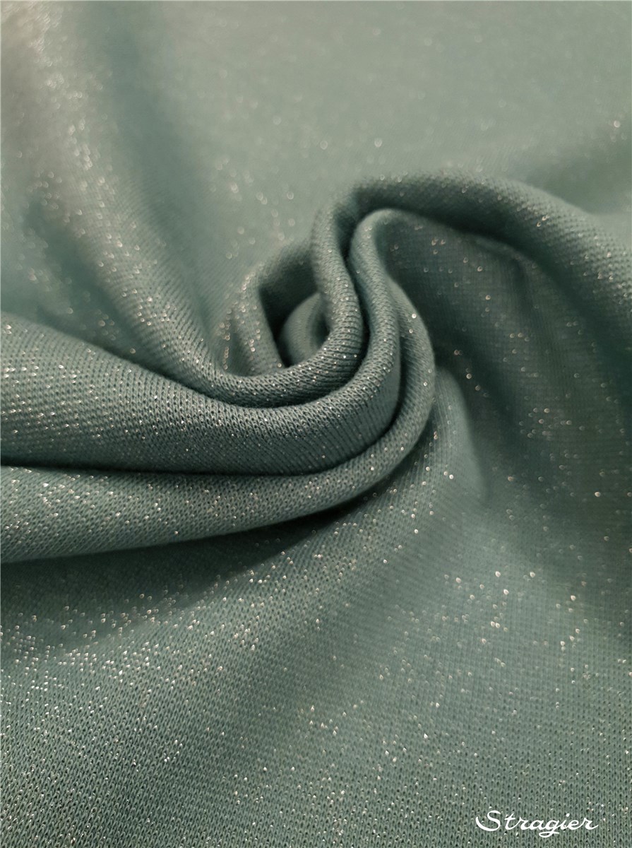 Cotton Knitted Fabric - stretch - Lurex - Plain - Menthe givrée