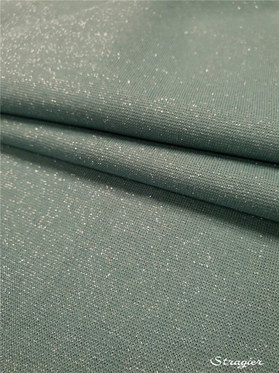 Maille Coton Stretch Lurex - uni - Menthe givrée