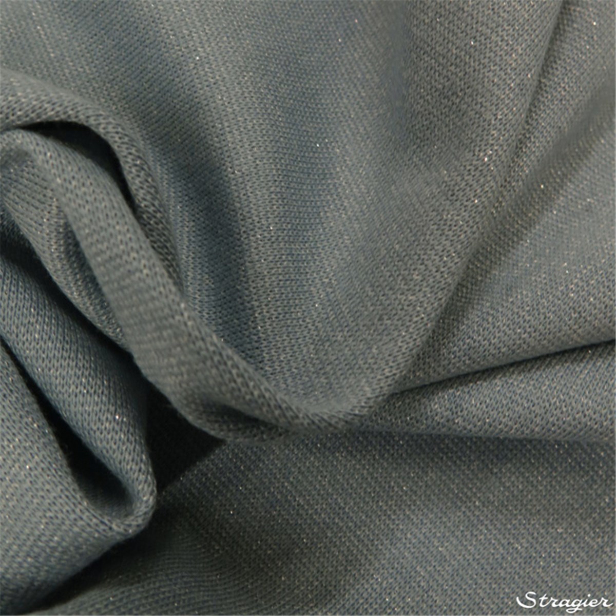 Cotton Knitted Fabric - stretch - Lurex - Plain - Bleu givré