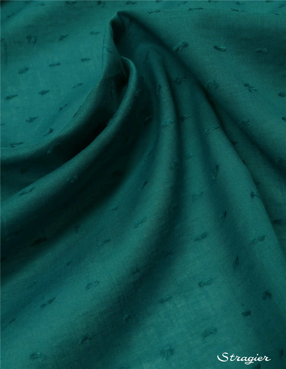Voile de Coton Plumetis - uni - Vert Canard