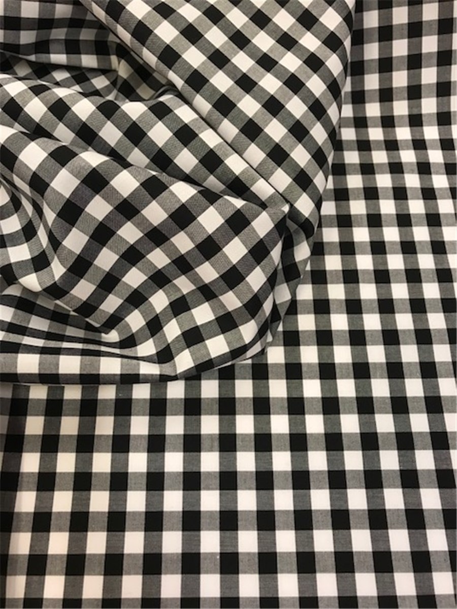 Popeline - Vichy 8 mm - Noir 