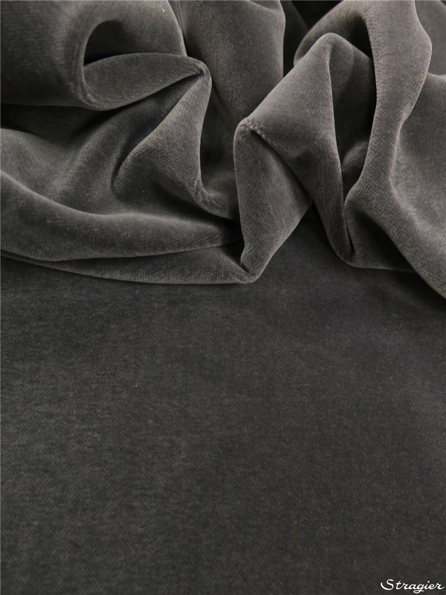 Velours Lisse - uni - Gris Acier