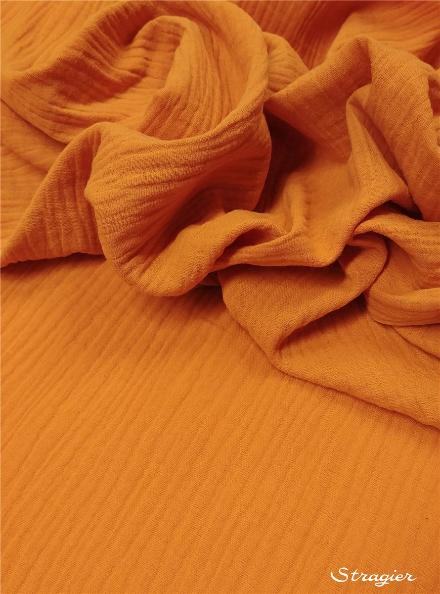 Double Gaze de Coton - uni - Ocre