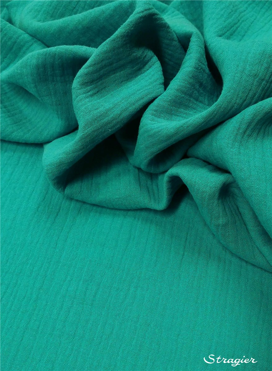 Double Gaze de Coton - uni - Vert Menthe vif