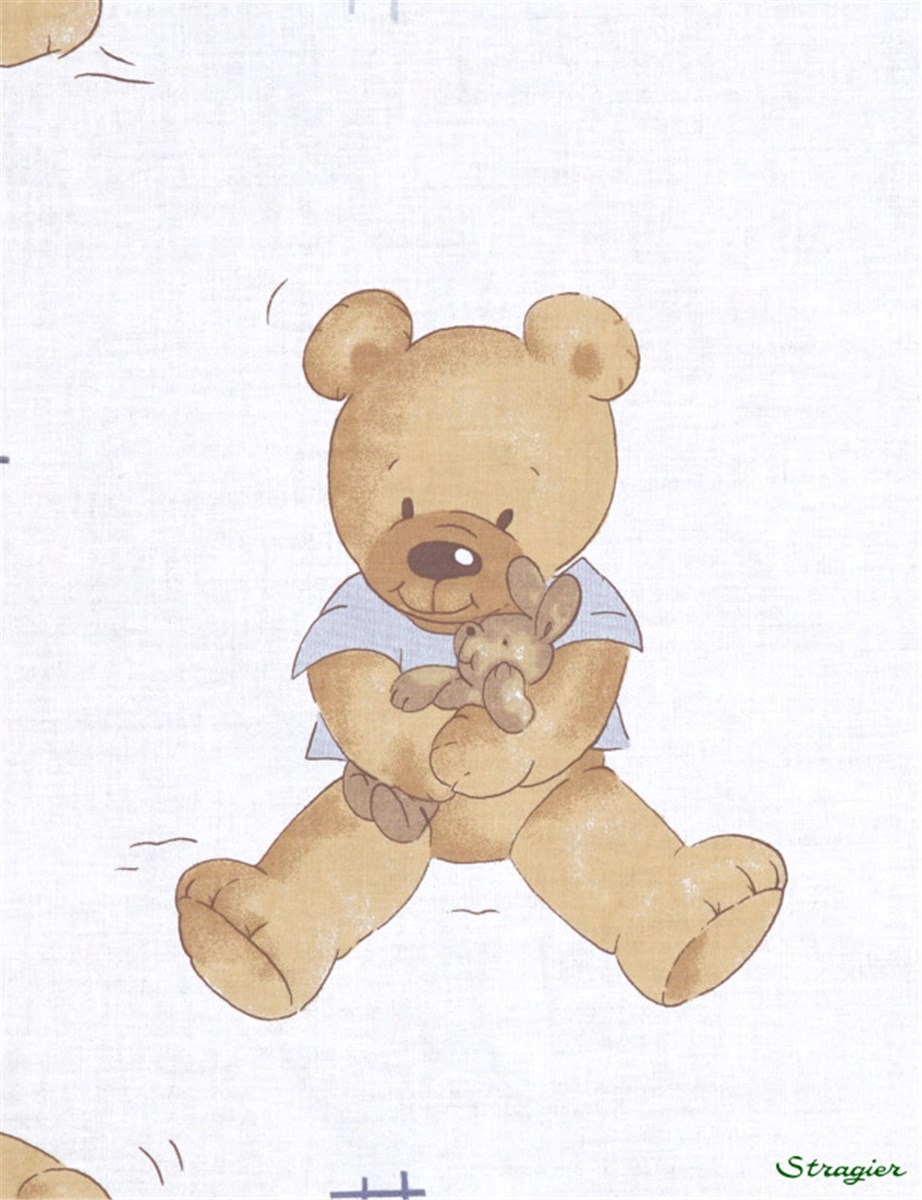 Poplin 32 threads/cm - Nounours et Lapinou - Ciel-Cannelle