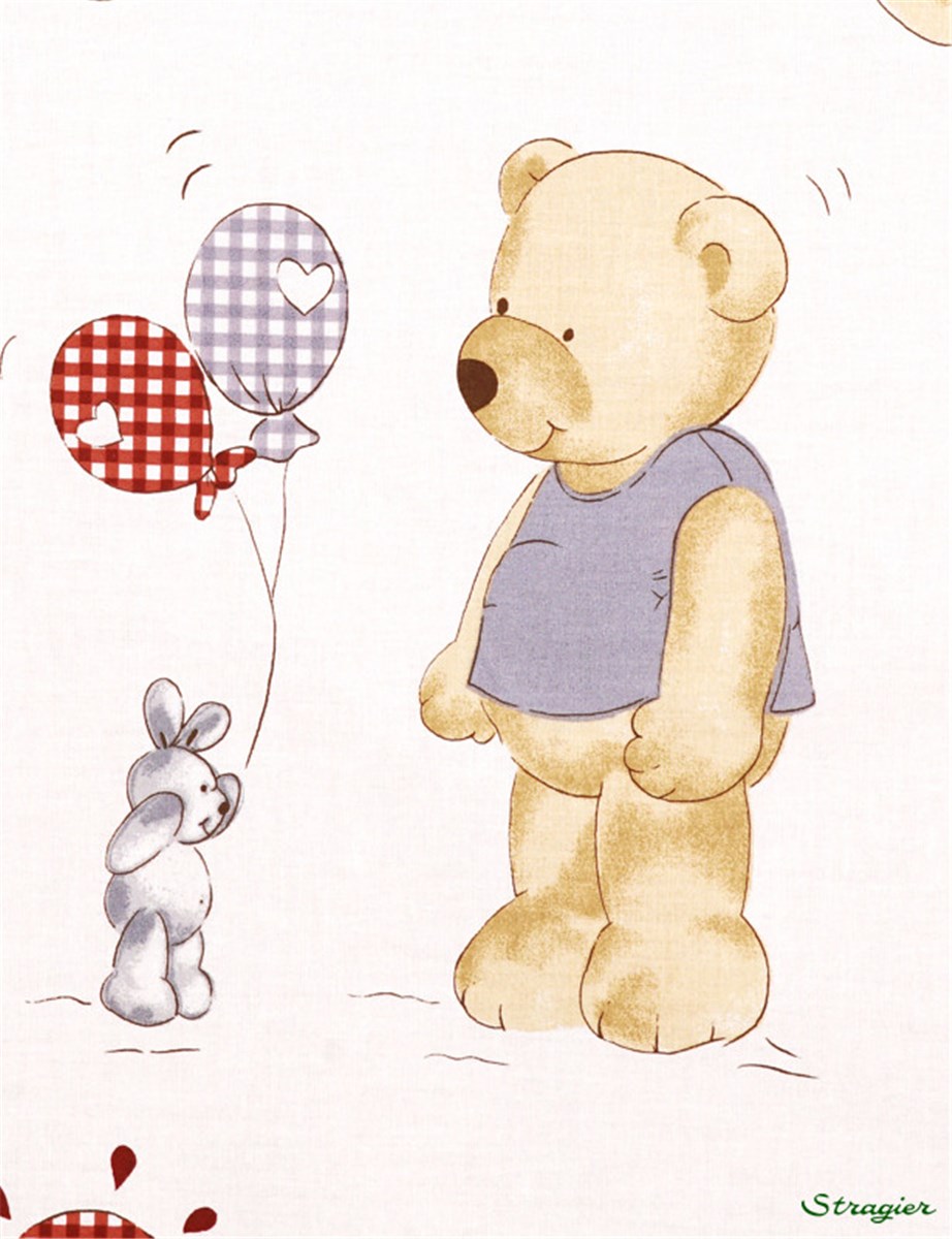 Popeline 32 fils - Nounours et Lapinou - Rubis-Canelle 