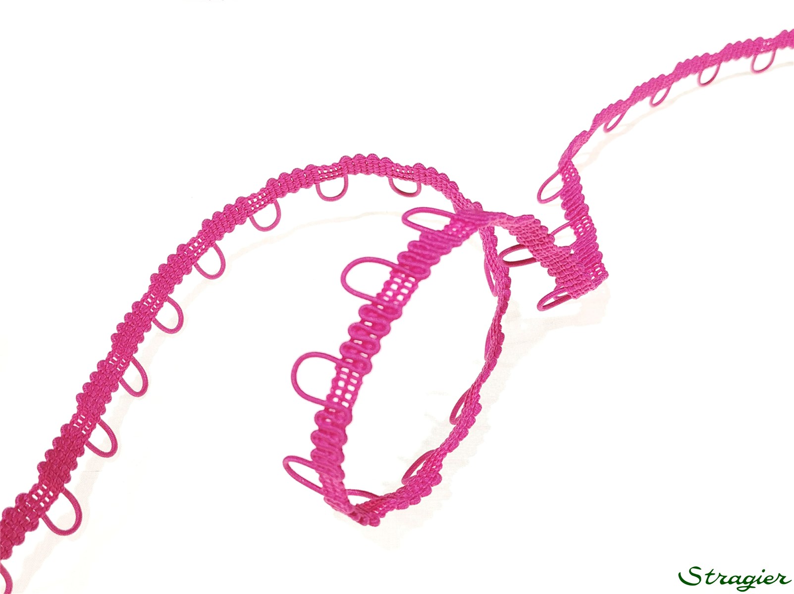 Braid with Elastic Button Loops - Plain - Fuchsia