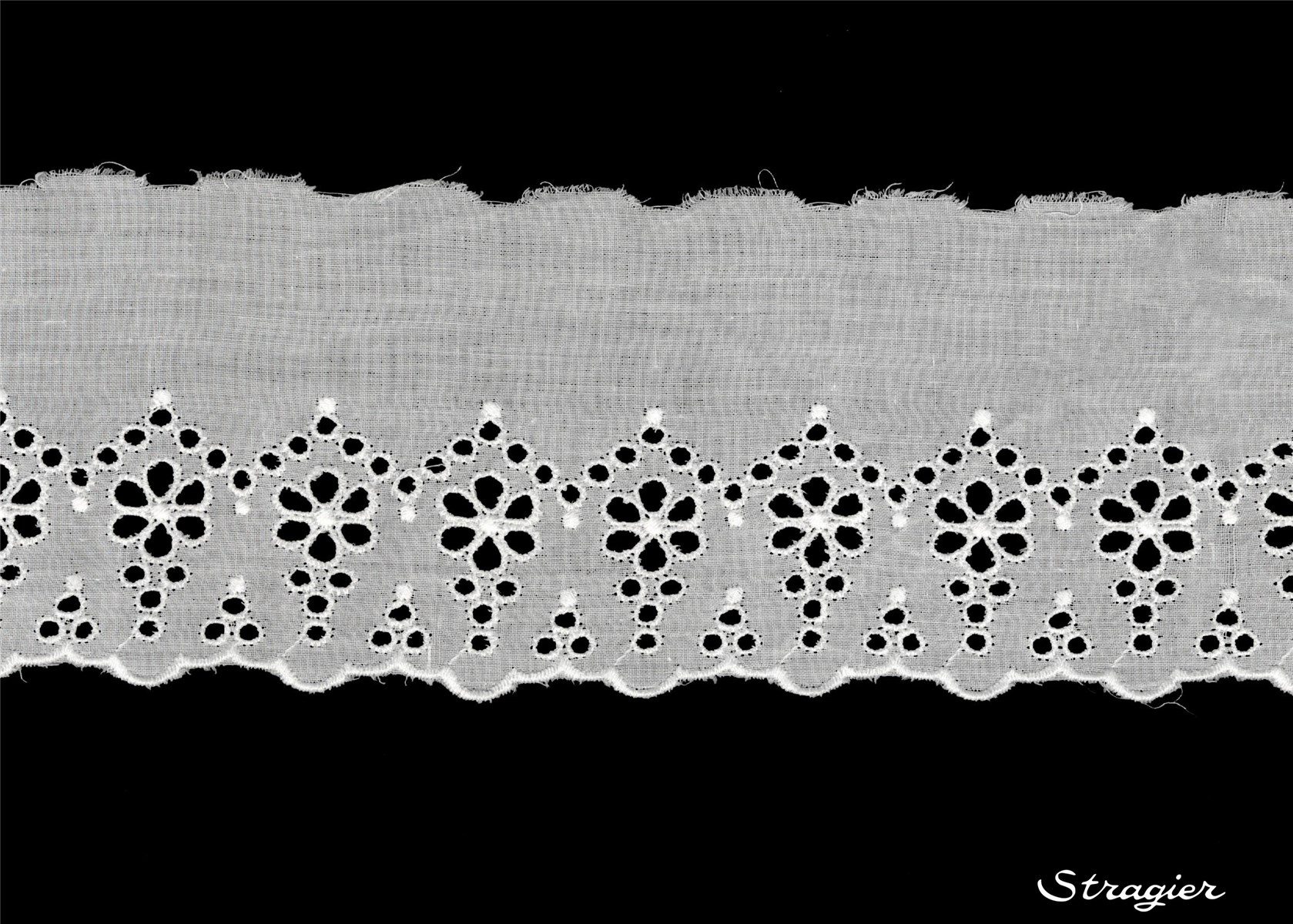 Cotton Eyelet Lace Trim - 012055 - Blanc - 80 mm-50 mm