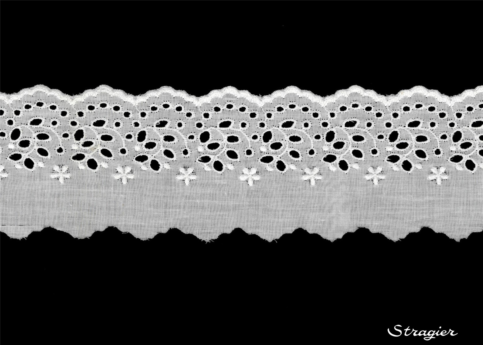 Cotton Eyelet Lace Trim - Opinella - Blanc - 65 mm-45 mm