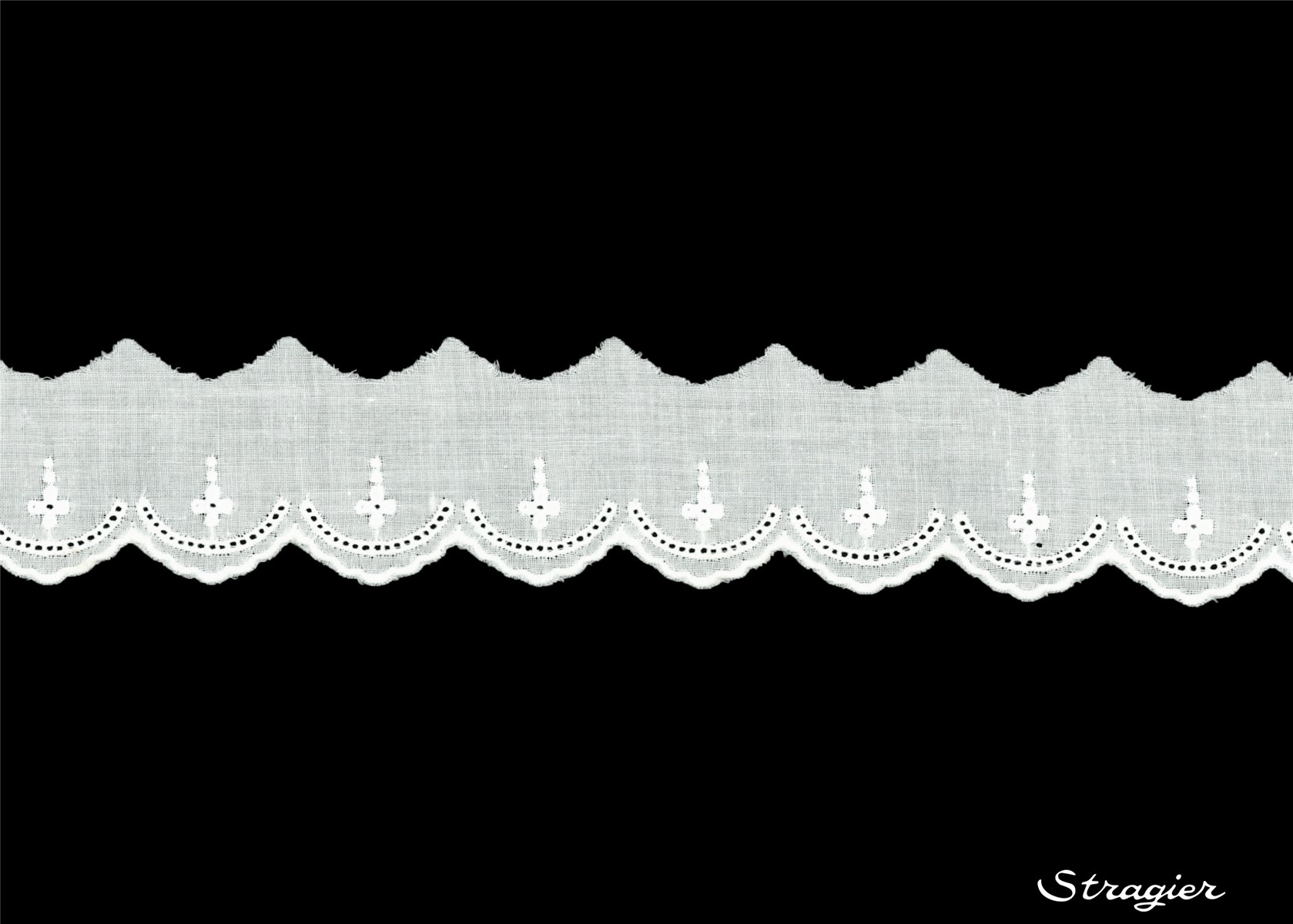 Cotton Eyelet Lace Trim - 012070 - Blanc - 30 mm-20 mm