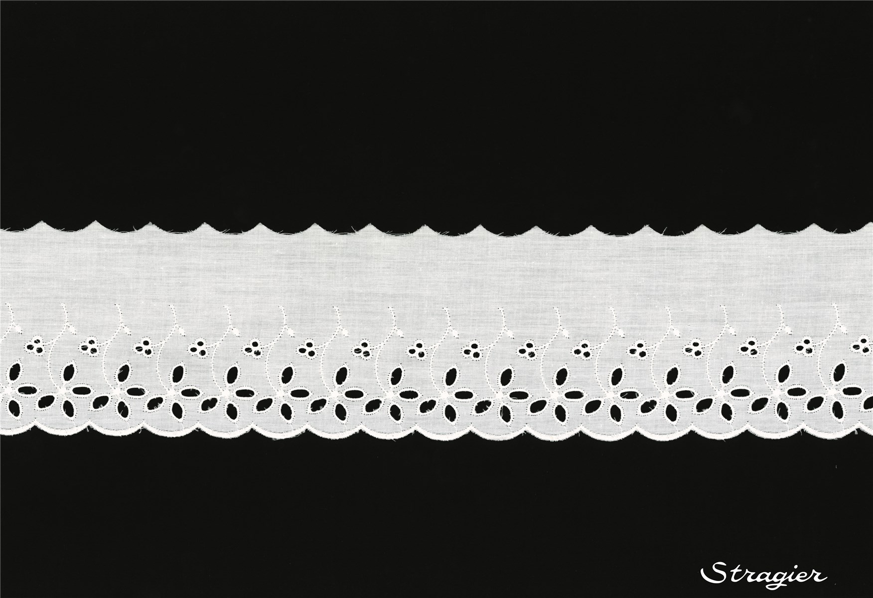 Cotton Eyelet Lace Trim - 012071 - Blanc - 100 mm-65 mm