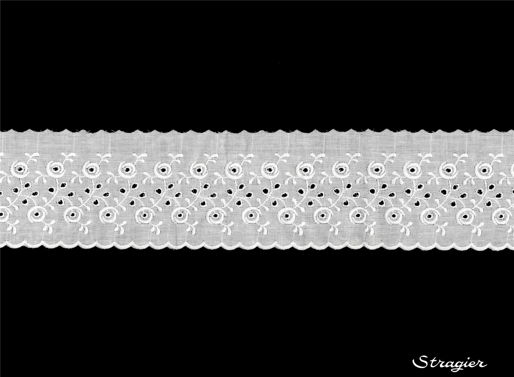 Cotton Eyelet Lace Trim - Charline - Blanc - 90 mm-75 mm