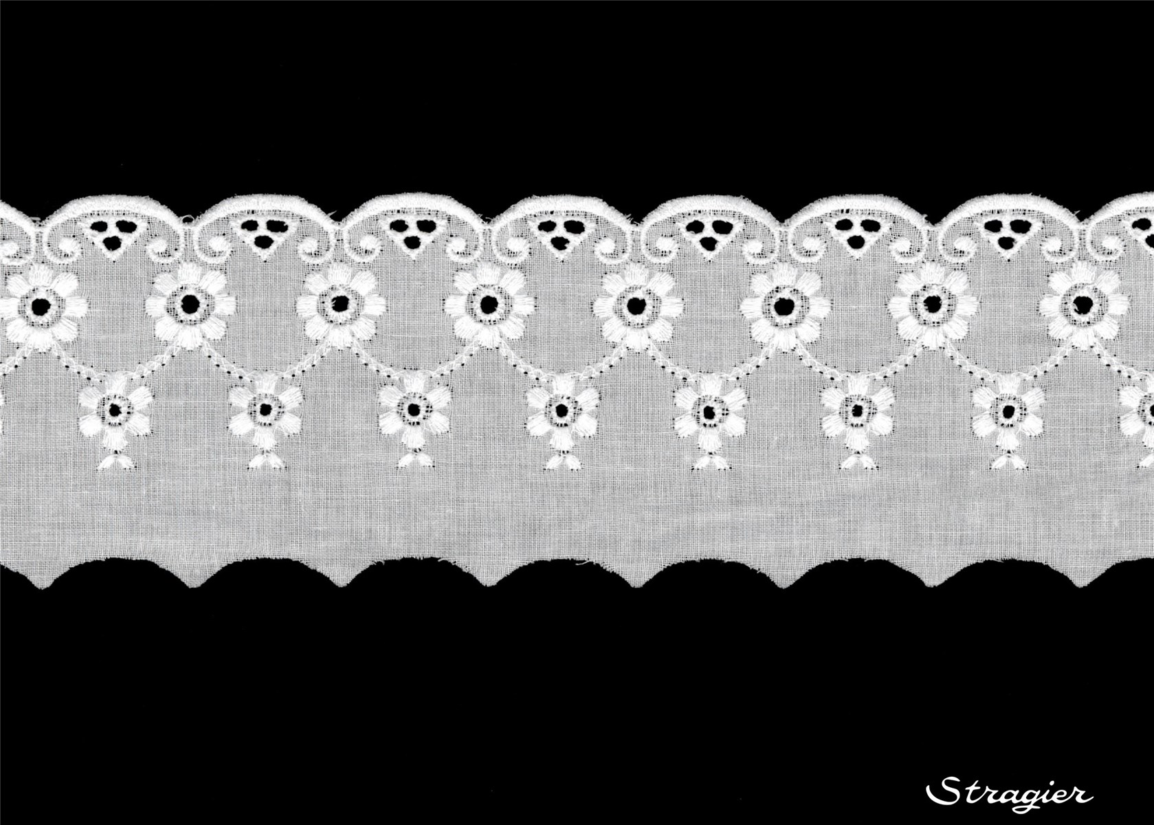 Broderie anglaise - Esmélie - Blanc - 60 mm-50 mm